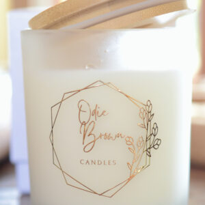 Frosted Clear Glass Candle – Wooden Lid - white branded box